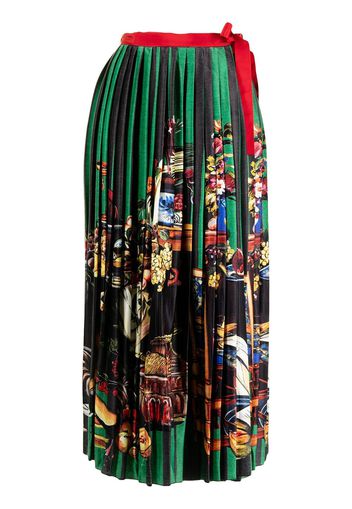 Stella Jean pleated wrap skirt - Verde