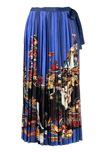 Stella Jean pleated wrap skirt - Blu