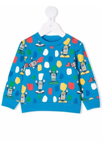 Stella McCartney Kids Felpa con stampa Paint Tubes - Blu