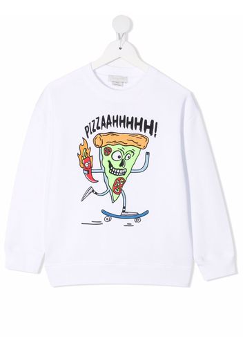 Stella McCartney Kids Pizza Skater graphic-print sweatshirt - Bianco