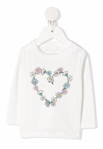 Stella McCartney Kids floral heart cotton sweatshirt - Bianco