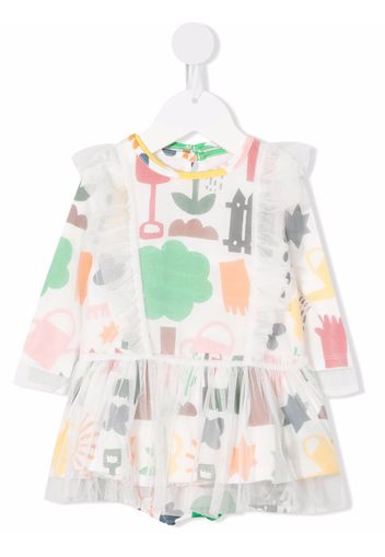 Stella McCartney Kids Garden-print tulle dress - Bianco