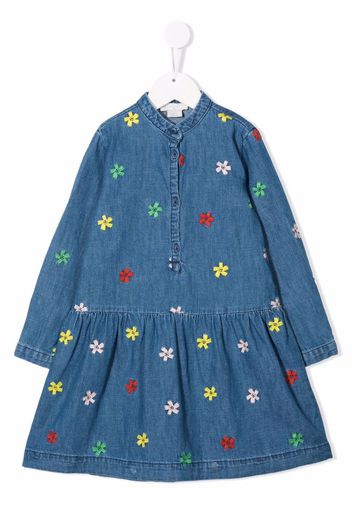 Stella McCartney Kids Abito denim con ricamo - Blu