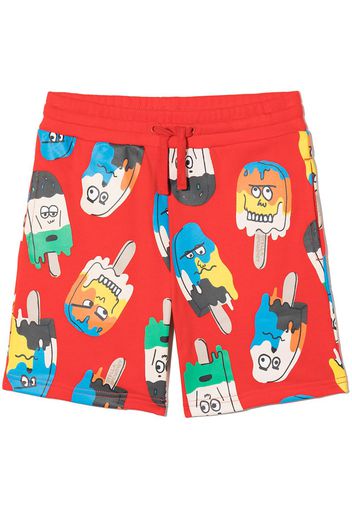 Stella McCartney Kids Shorts sportivi con stampa - Rosso