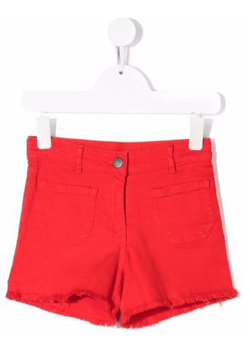 Stella McCartney Kids raw-cut cotton mini shorts - Rosso