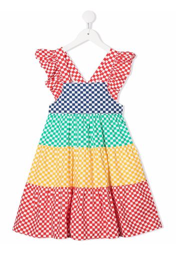 Stella McCartney Kids check-print colour-block dress - Rosso