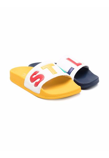 Stella McCartney Kids logo-print open-toe slides - Bianco
