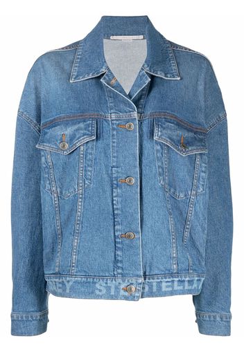 Stella McCartney Giacca denim oversize Salt & Pepper con logo - Blu