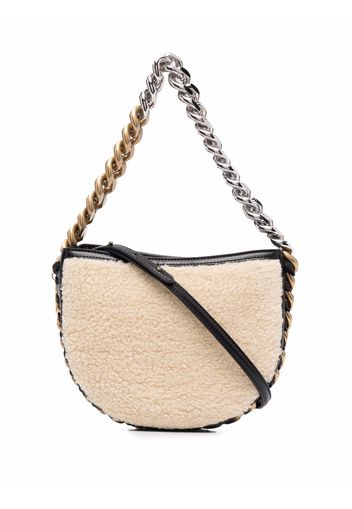 Stella McCartney Borsa piccola Frayme in finto shearling - Bianco