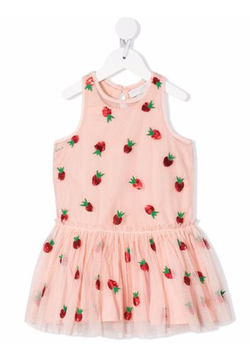 Stella McCartney Kids strawberry-embroidered tulle dress - Rosa