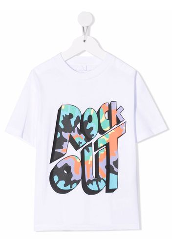 Stella McCartney Kids Rock Out slogan-print T-shirt - Bianco