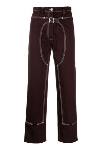 Stella McCartney Pantaloni dritti con cuciture a contrasto - Marrone