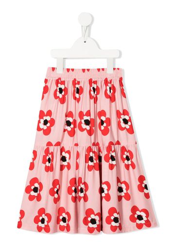 Stella McCartney Kids floral-print tiered midi skirt - Rosa