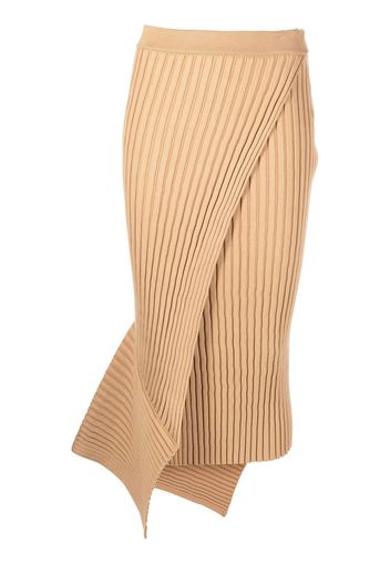 Stella McCartney asymmetric rib-knit wrap skirt - Marrone