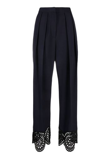 Stella McCartney broderie anglaise-trimmed pleated trousers - Blu