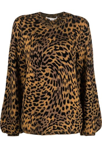 STELLA MCCARTNEY leopard-print knitted jumper - Nero