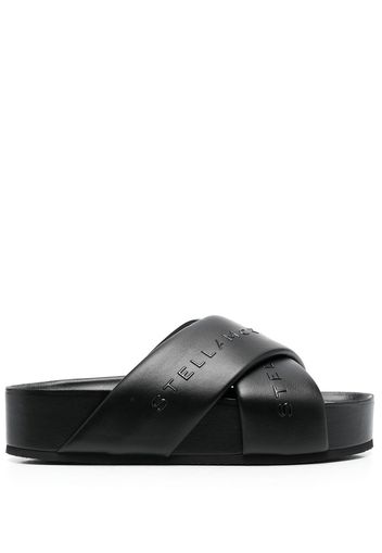 Stella McCartney logo-strap flatform sandals - Nero