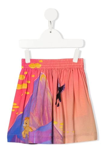 Stella McCartney Kids graphic-print elasticated-waist flared skirt - Rosa