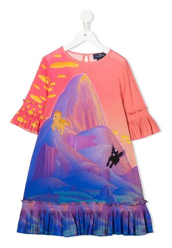 Stella McCartney Kids ruffled graphic-print dress - Blu