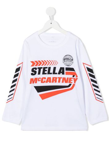 Stella McCartney Kids logo graphic-print long-sleeve T-shirt - Bianco