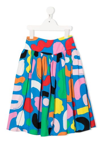 Stella McCartney Kids paint-swirl-print swing skirt - Blu