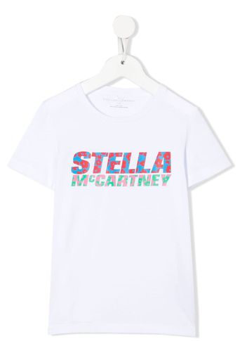 Stella McCartney Kids sustainable cotton animal print logo T-shirt - Bianco