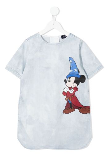 Stella McCartney Kids Abito denim Fantasia Mickey con effetto sfumato - Blu