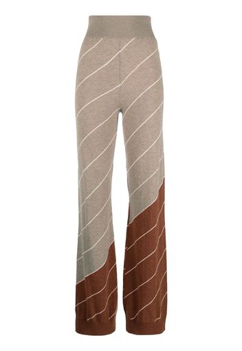 Stella McCartney diagonal-stripe wool flared trousers - Toni neutri