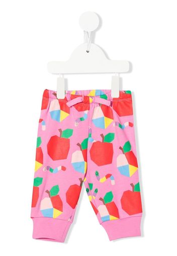 Stella McCartney Kids Apple & Worms print fleece joggers - Rosa