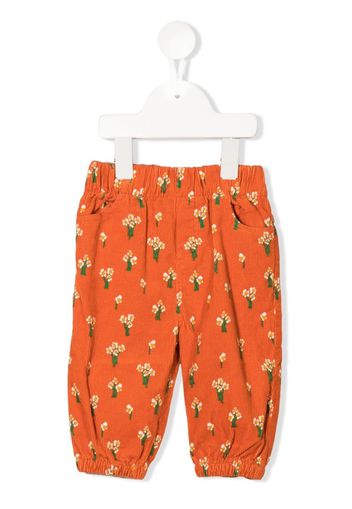 Stella McCartney Kids floral-print corduroy trousers - Arancione