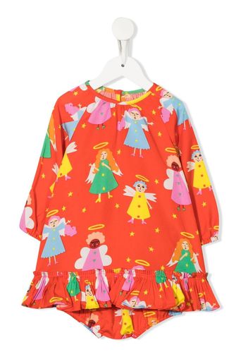 Stella McCartney Kids angel-print ruffled dress - Rosso