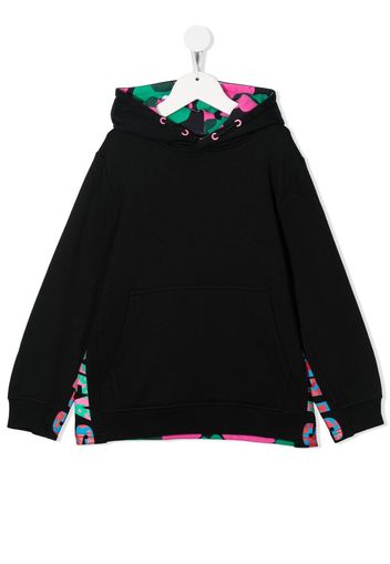 Stella McCartney Kids floral-print panelled hoodie - Nero