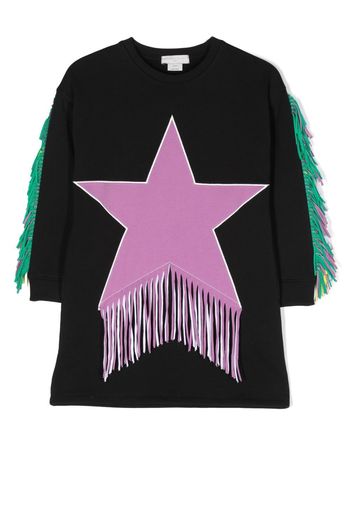 Stella McCartney Kids fringed star-patch sweater dress - Nero