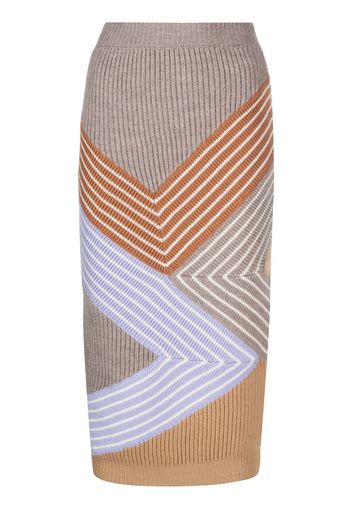 Stella McCartney 3D stripes wool midi skirt - Marrone