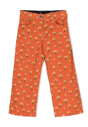 Stella McCartney Kids Pantaloni a fiori - Arancione