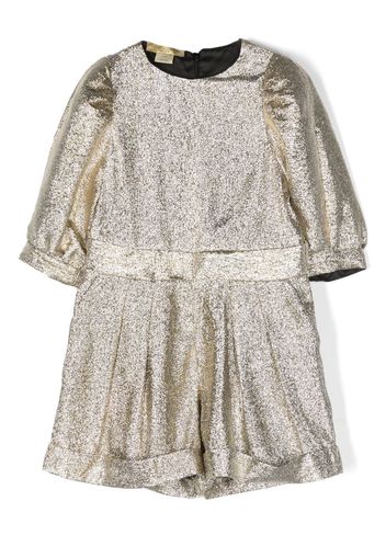 Stella McCartney Kids metallic-effect long-sleeved playsuit - Oro