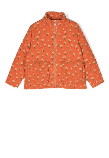 Stella McCartney Kids floral-print zipped jacket - Arancione