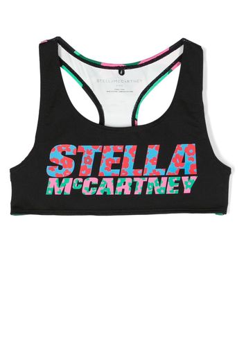 Stella McCartney Kids floral logo-print crop top - Nero
