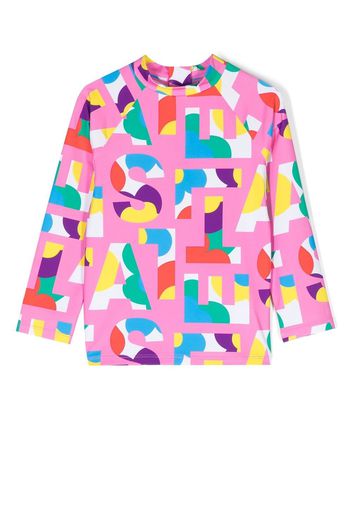 Stella McCartney Kids logo-print rashguard top - Rosa