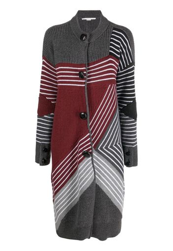 Stella McCartney Cardigan lungo a righe - Grigio