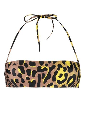 Stella McCartney leopard-print halterneck bikini top - Marrone