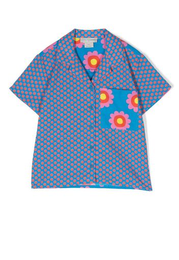 Stella McCartney Kids floral-print cotton shirt - Blu