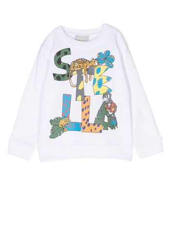 Stella McCartney Kids animal logo-print cotton sweatshirt - Bianco