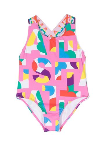 Stella McCartney Kids logo-print swimsuit - Rosa