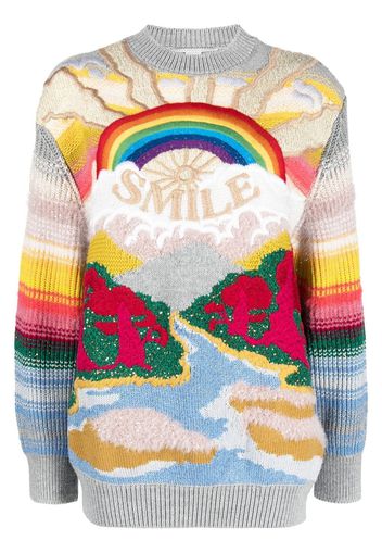 Stella McCartney Festive Smile intarsia-knit jumper - Grigio