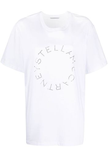 Stella McCartney T-shirt con logo di strass - Bianco