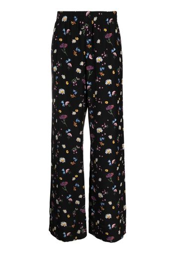 Stella McCartney floral-print silk trousers - Nero