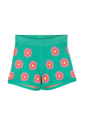 Stella McCartney Kids knitted floral-print shorts - Verde