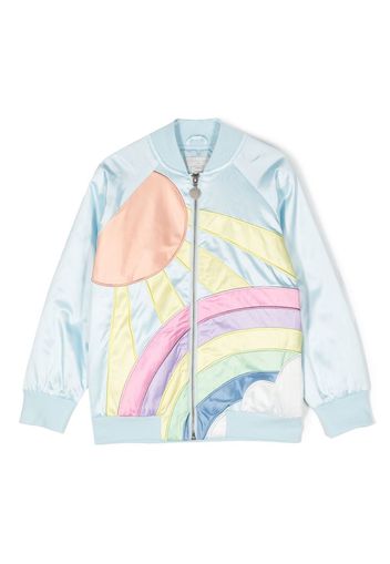 Stella McCartney Kids rainbow satin bomber jacket - Blu