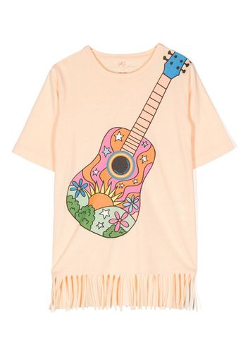 Stella McCartney Kids graphic-print fringed T-shirt - Arancione